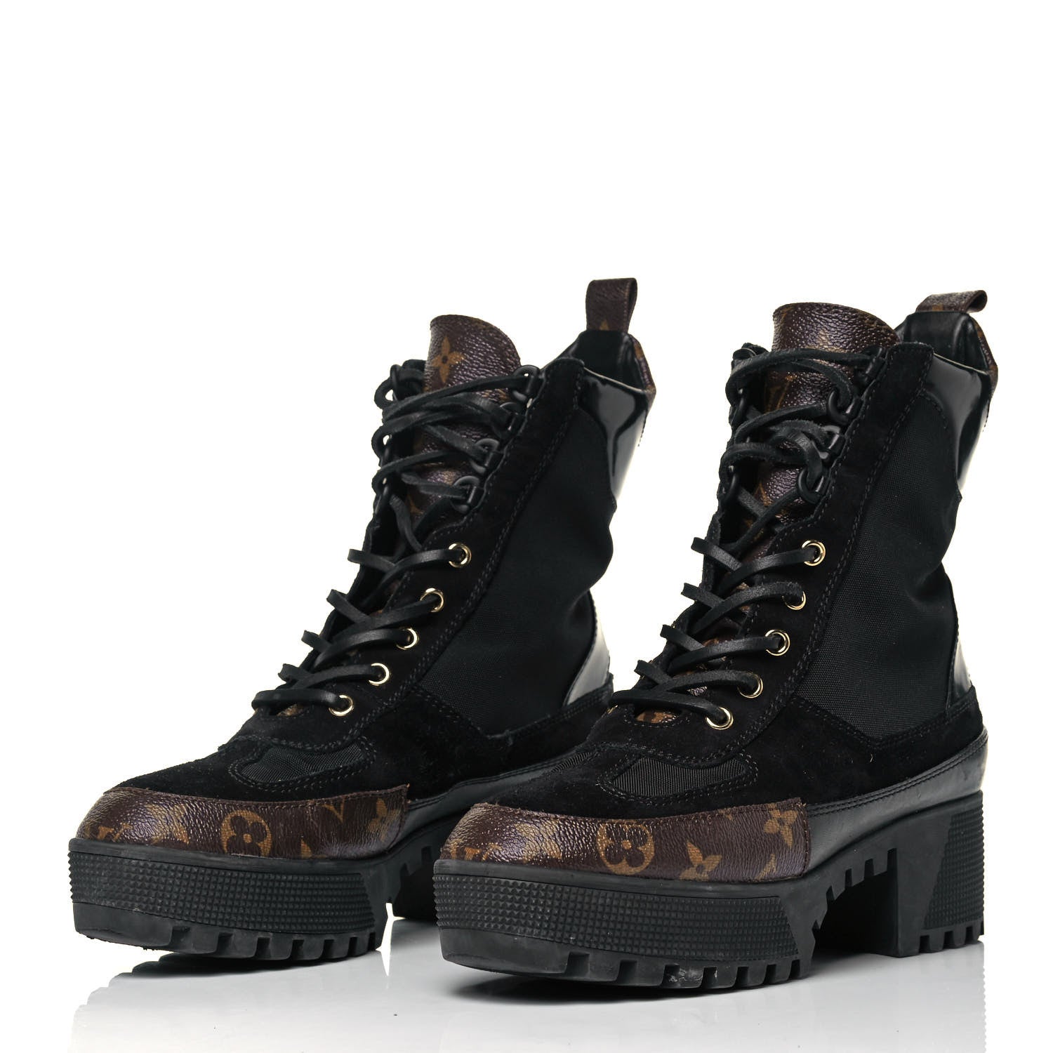 Louis Vuitton Suede Calfskin Monogram Laureate Platform Desert Boots 39 Black 3 of 7