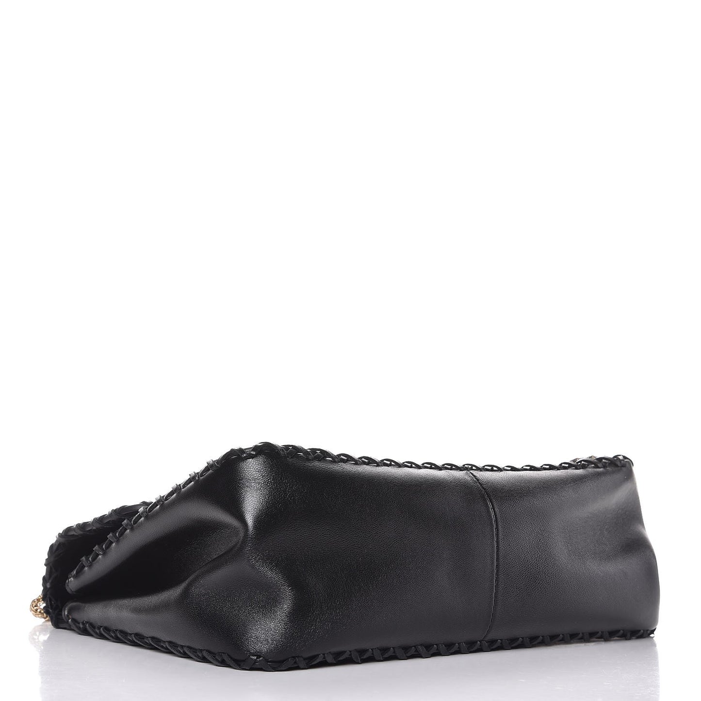 Calfskin Crystal Embellished Medium Elsie Shoulder Bag Black