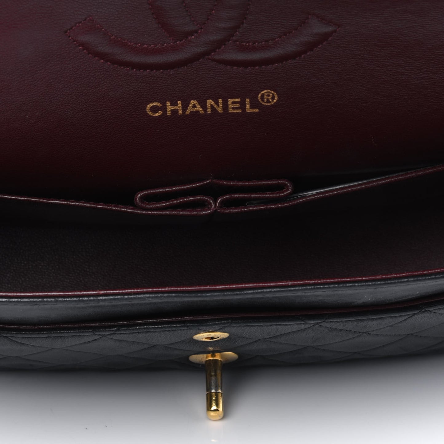 Lambskin Quilted Medium Double Flap Black