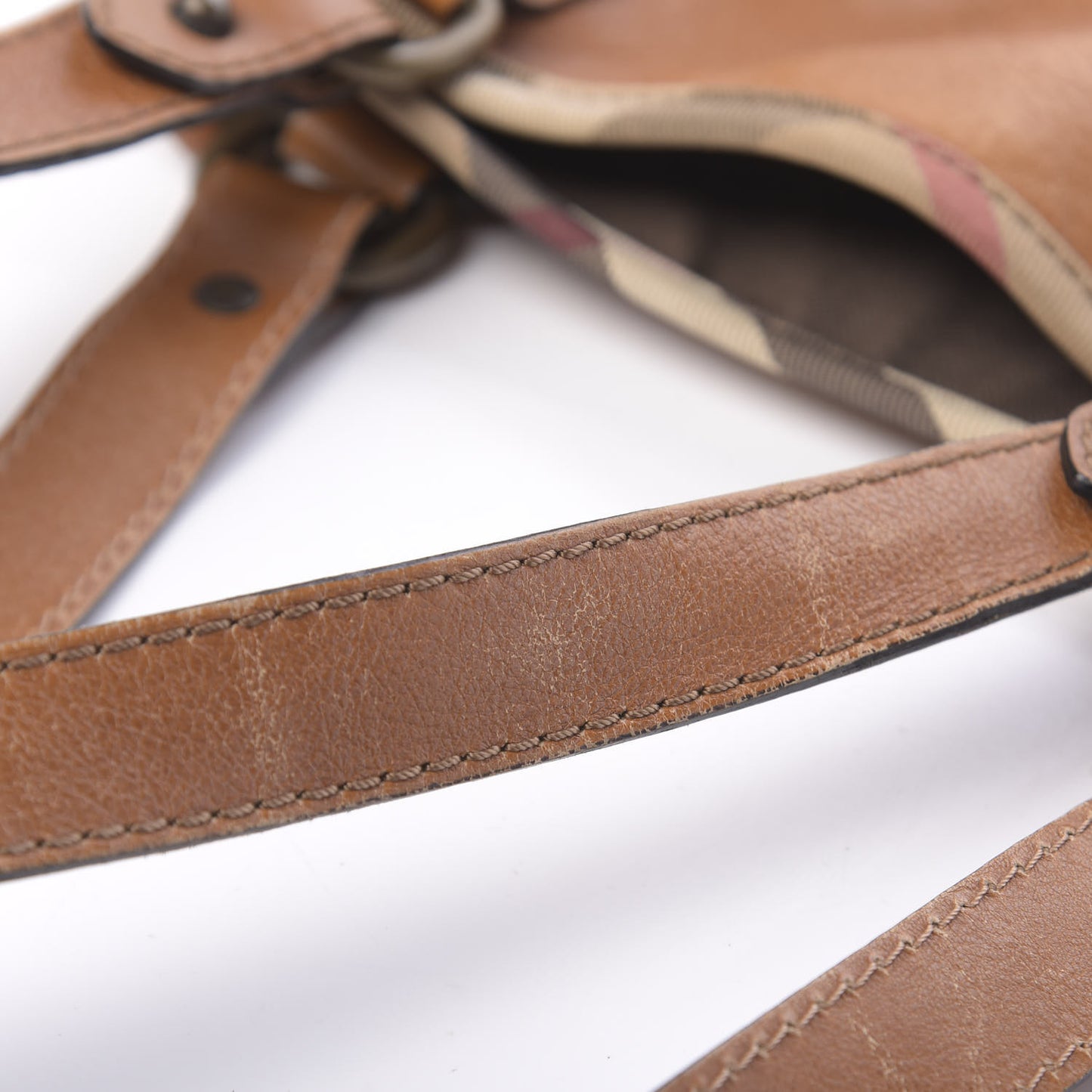 Calfskin Nova Check Shoulder Bag Tan
