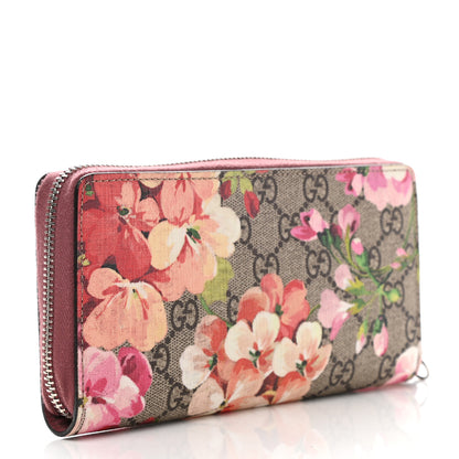 Gucci GG Supreme Monogram Blooms Zip Around Wallet Beige Multicolor Dry Rose 3 of 8
