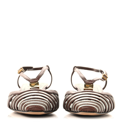 Fendi Lambskin FFold Slingback Sandals 37 Gianduia Matcha Latte 3 of 9