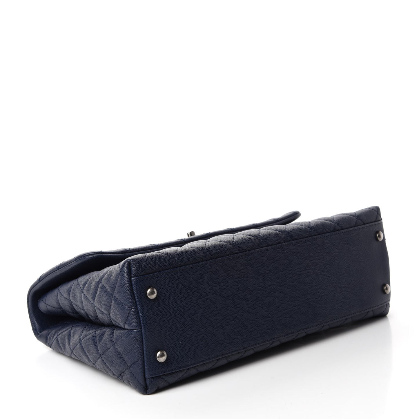 Caviar Lizard Quilted Medium Coco Handle Flap Navy