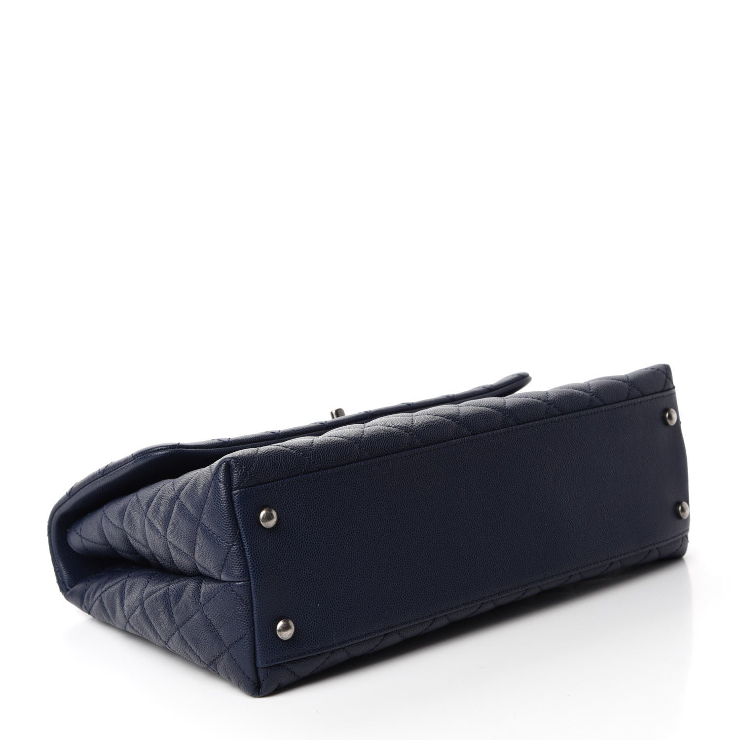 Chanel Caviar Lizard Quilted Medium Coco Handle Flap Navy 4 of 12