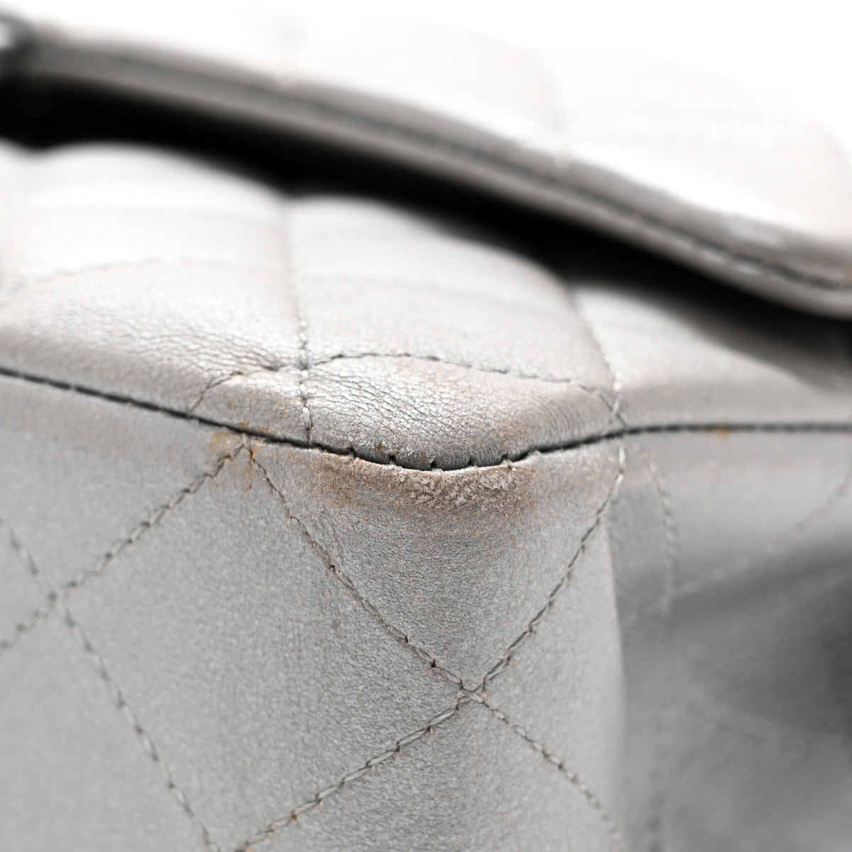 Chanel Metallic Lambskin Quilted Medium Double Flap Silver 11 of 11