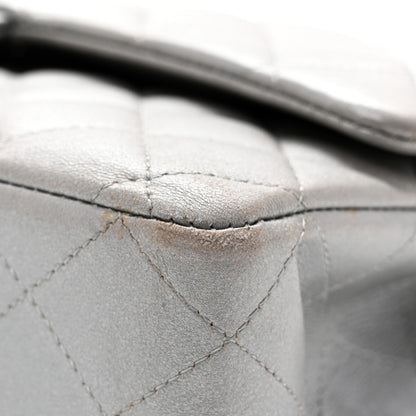 Chanel Metallic Lambskin Quilted Medium Double Flap Silver 11 of 11