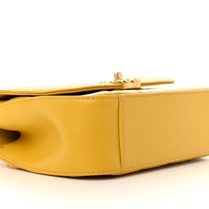 Chanel Lambskin Quilted Small Chain Infinity Top Handle Flap Yellow 9 of 10