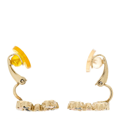 Chanel Crystal CC Clip On Earrings Gold Grey 4 of 6
