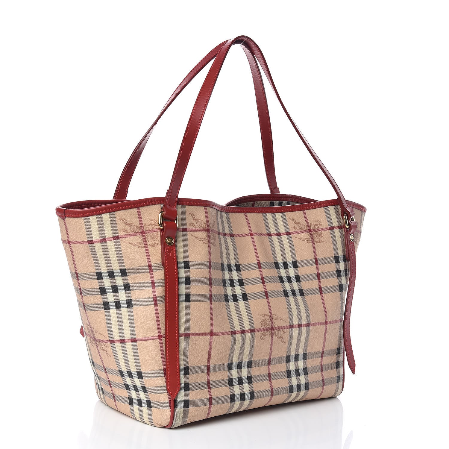Burberry Haymarket Check Small Canterbury Tote Coral Red 3 of 12