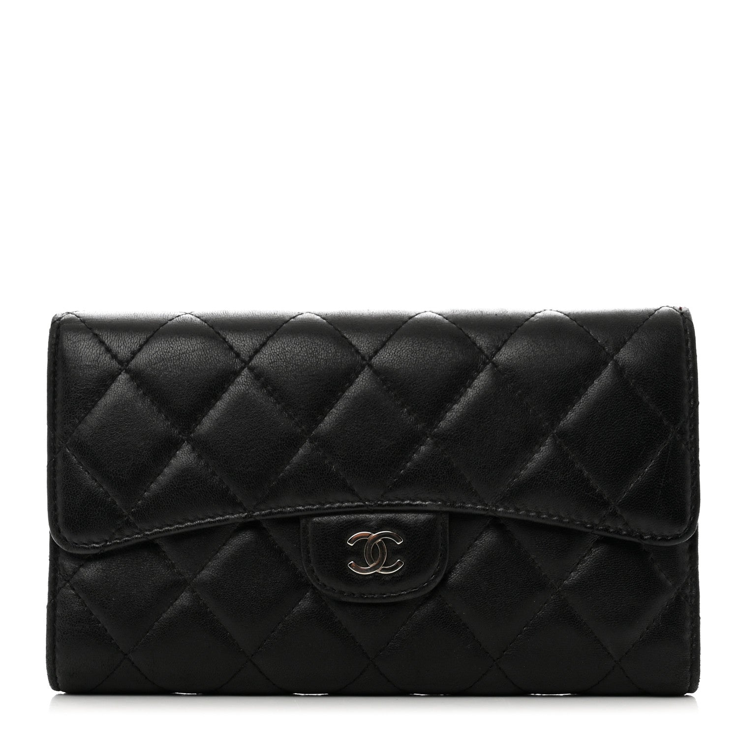 Chanel Lambskin Quilted Large Flap Wallet Black 1 of 11