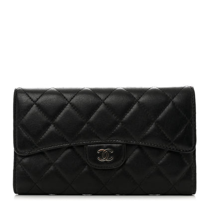 Chanel Lambskin Quilted Large Flap Wallet Black 1 of 11
