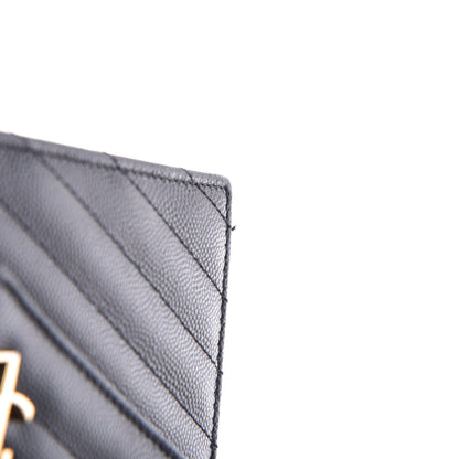 Saint Laurent Grain De Poudre Matelasse Chevron Monogram Envelope Chain Wallet Black 16 of 17