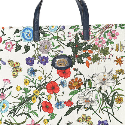 Gucci Canvas Large Flora Tote Navy Multicolor 7 of 9