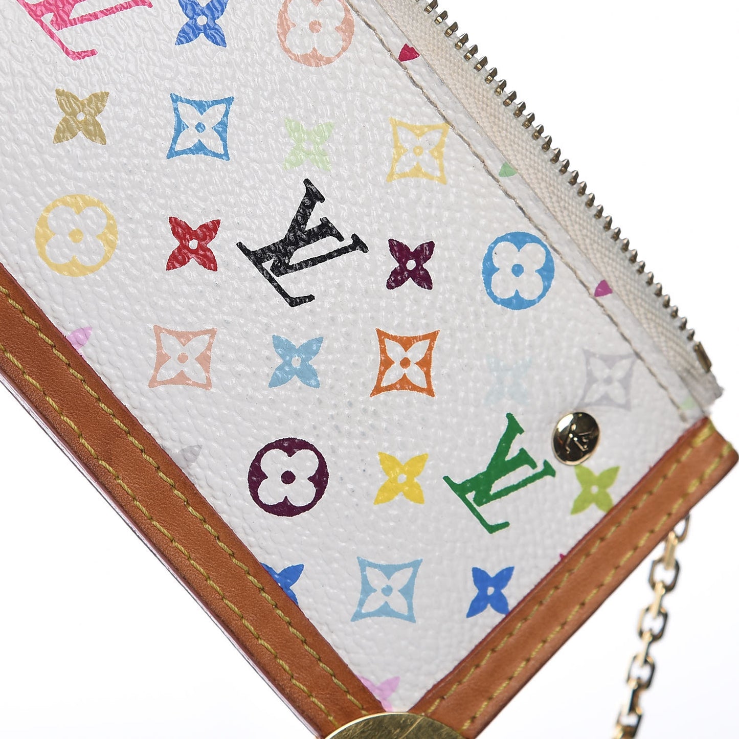 Monogram Multicolor Key Pouch White