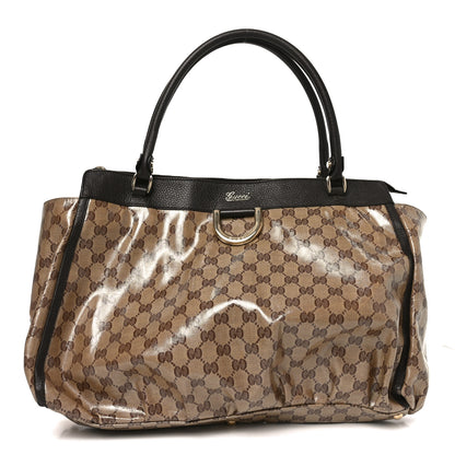 Gucci Crystal Monogram Large D Gold Ring Tote Dark Brown 1 of 10