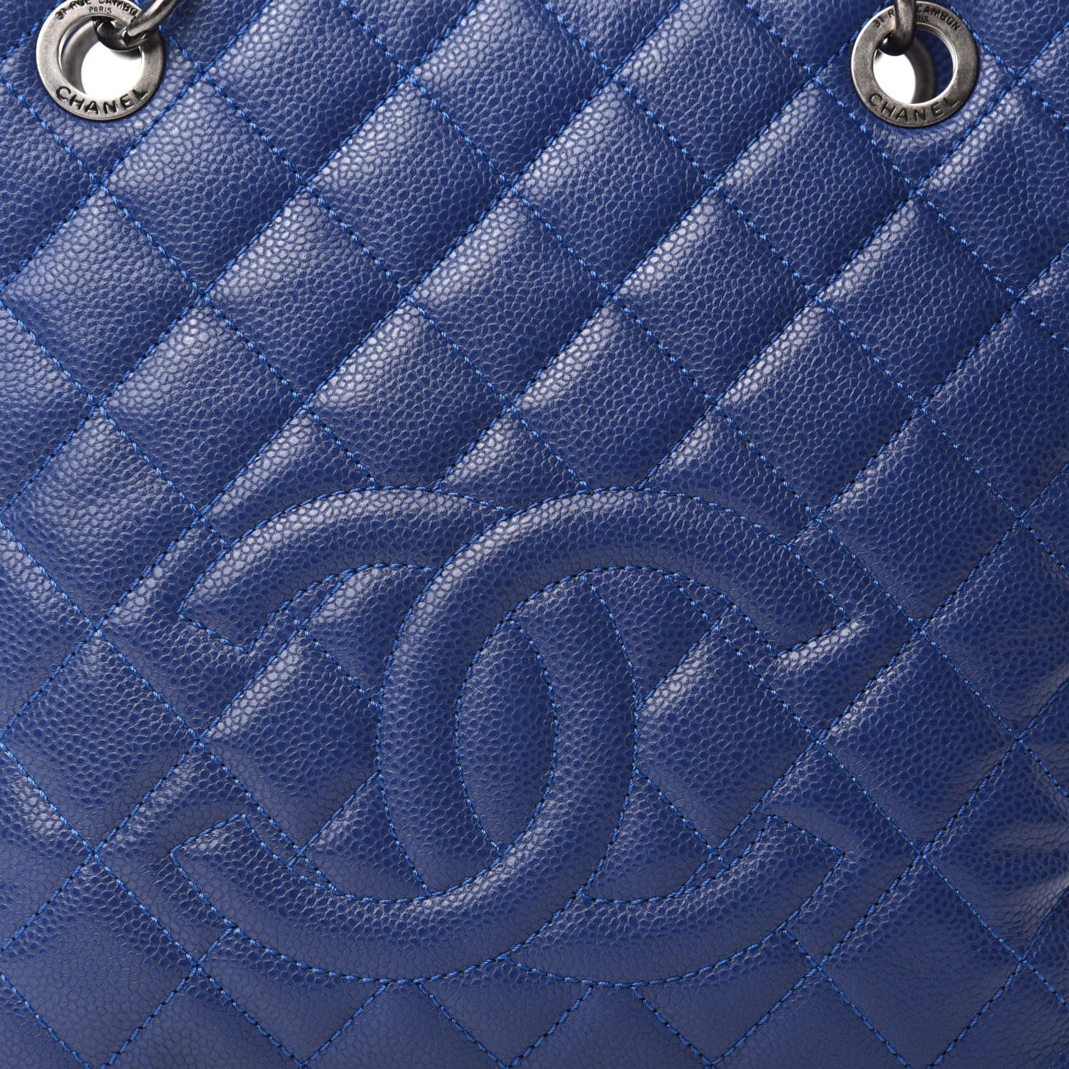 Chanel Caviar Quilted Petit Shopping Tote PST Dark Navy Blue 10 of 10