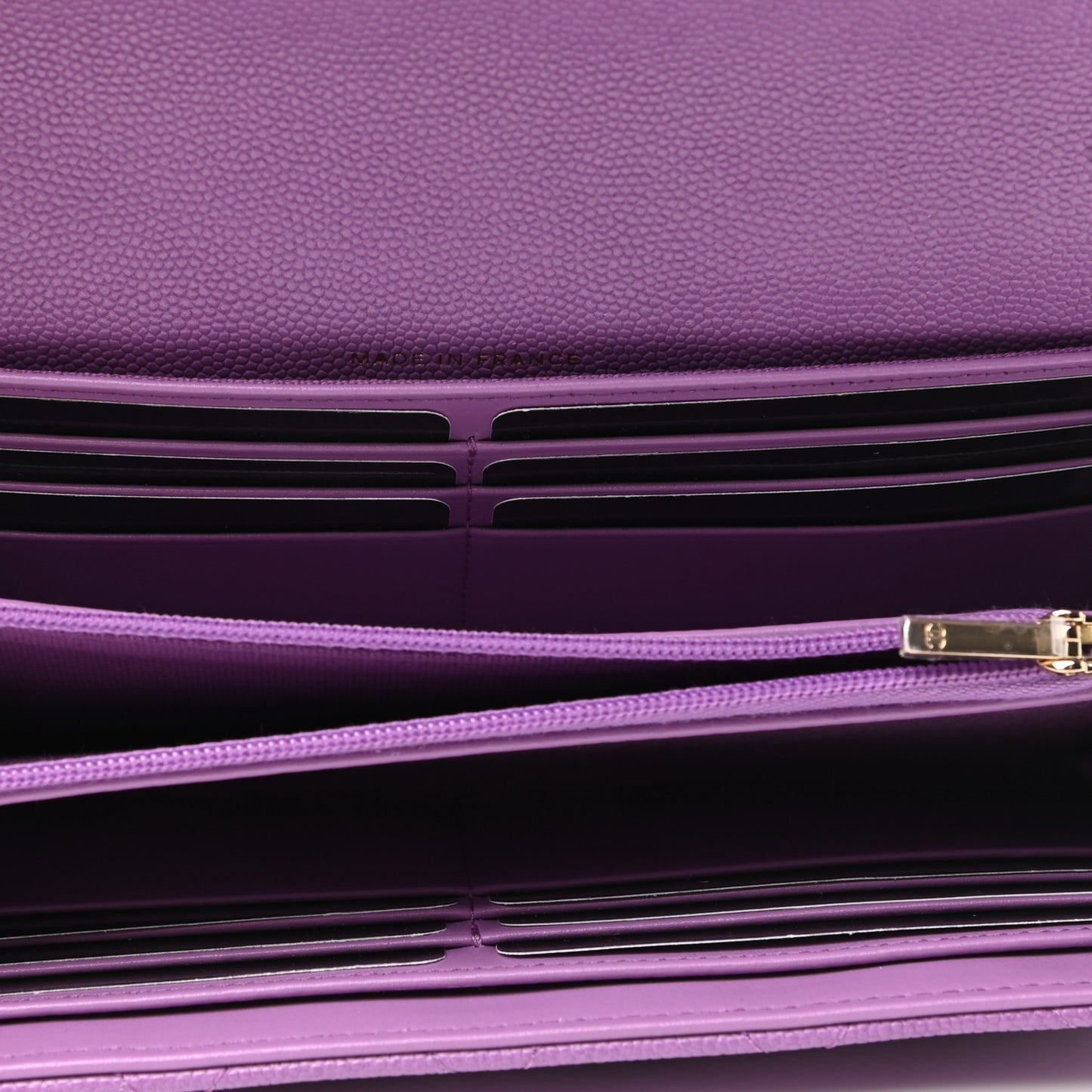 Caviar Quilted Large Flap Wallet Purple