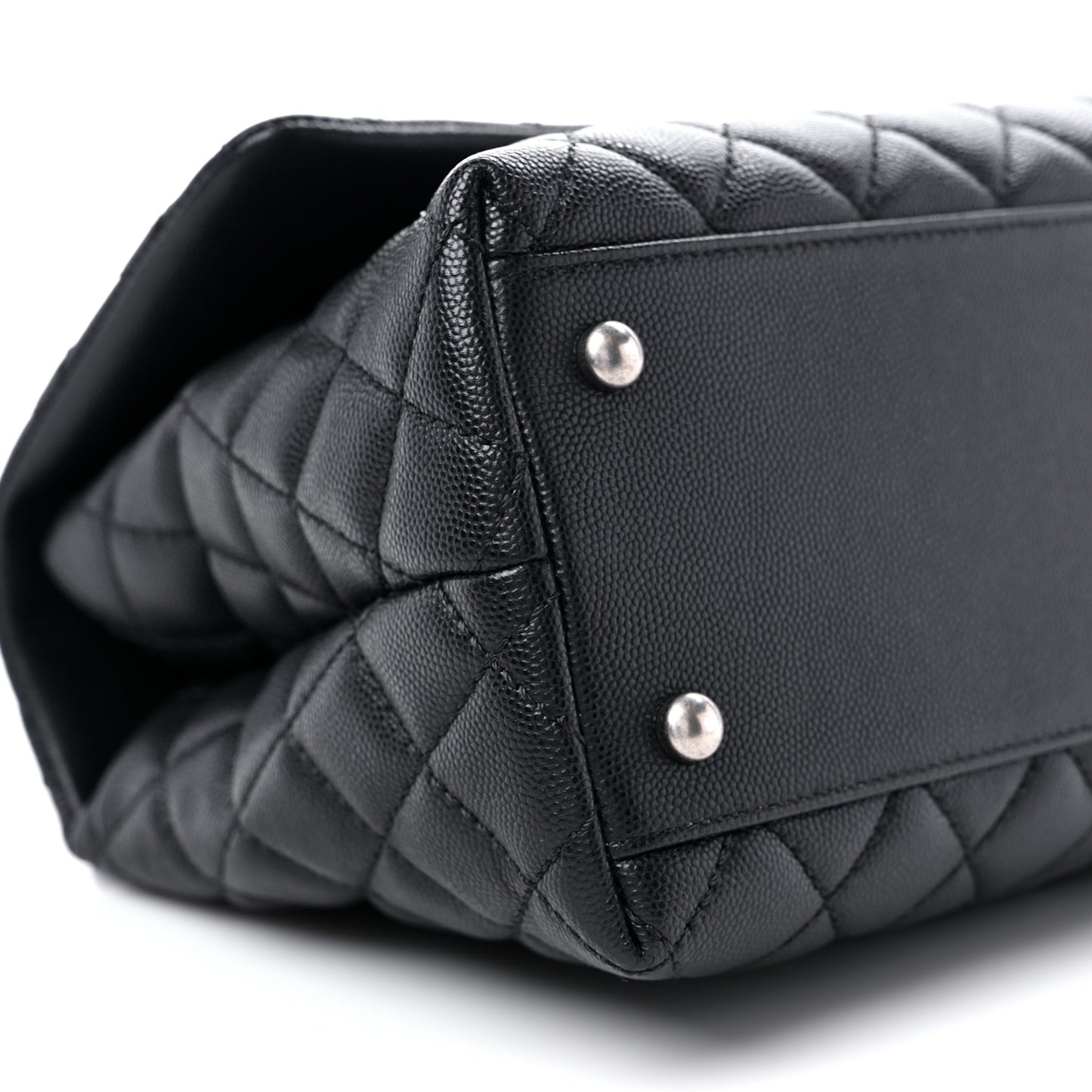 Caviar Lizard Quilted Small Coco Handle Flap Black