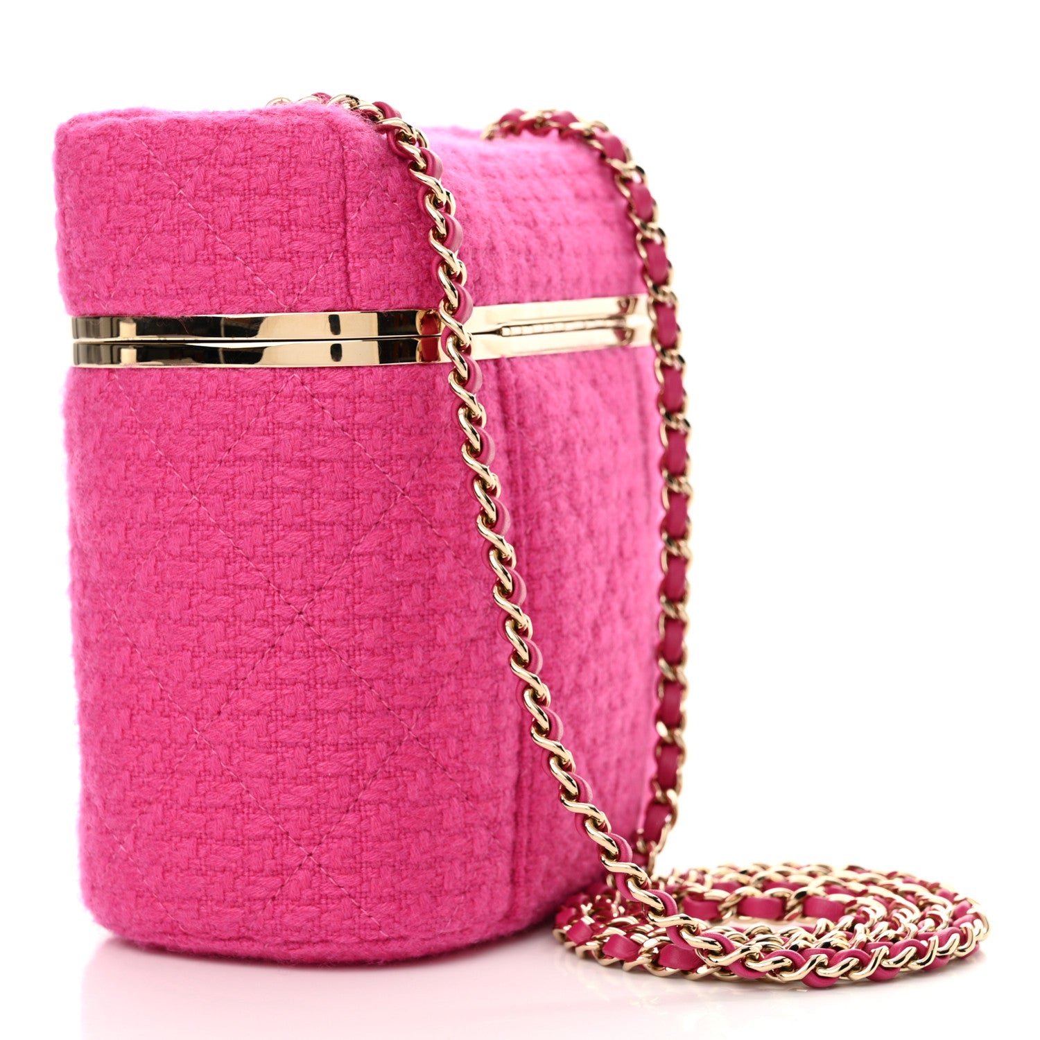 Chanel Tweed Quilted Vanity Case Fuchsia 3 of 10