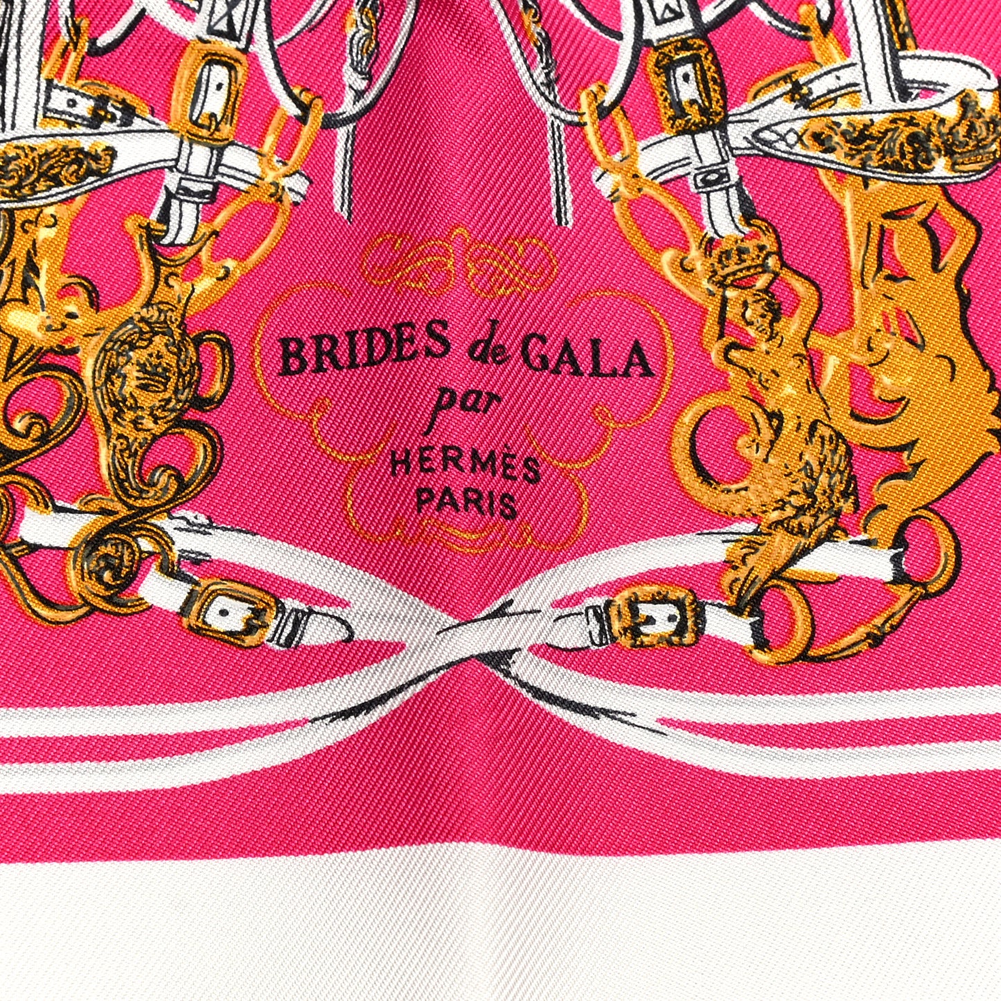Silk Brides de Gala Nano Scarf 20 White Rose Fuchsia Or