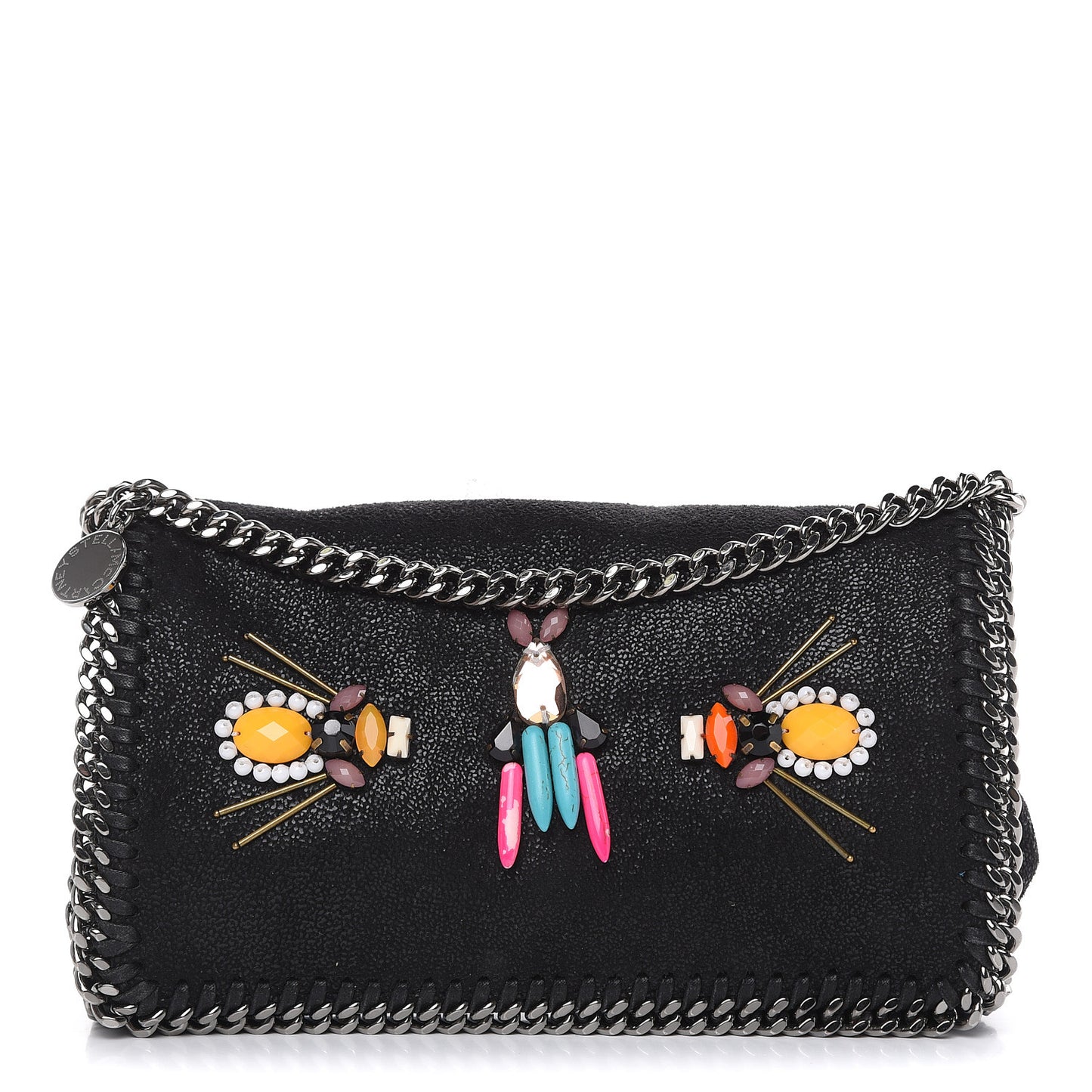 Shaggy Deer Falabella Crystal Embellished Crossbody Bag Black