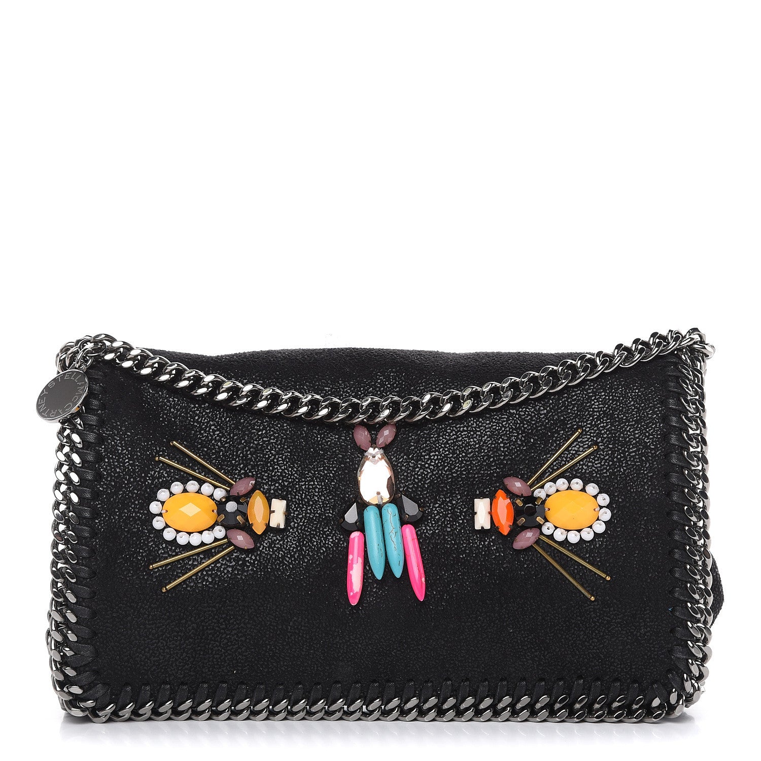 Stella McCartney Shaggy Deer Falabella Crystal Embellished Crossbody Bag Black 1 of 12