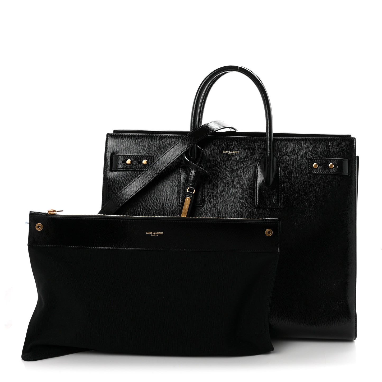 Patent Grain De Poudre Large Souple Sac De Jour Black
