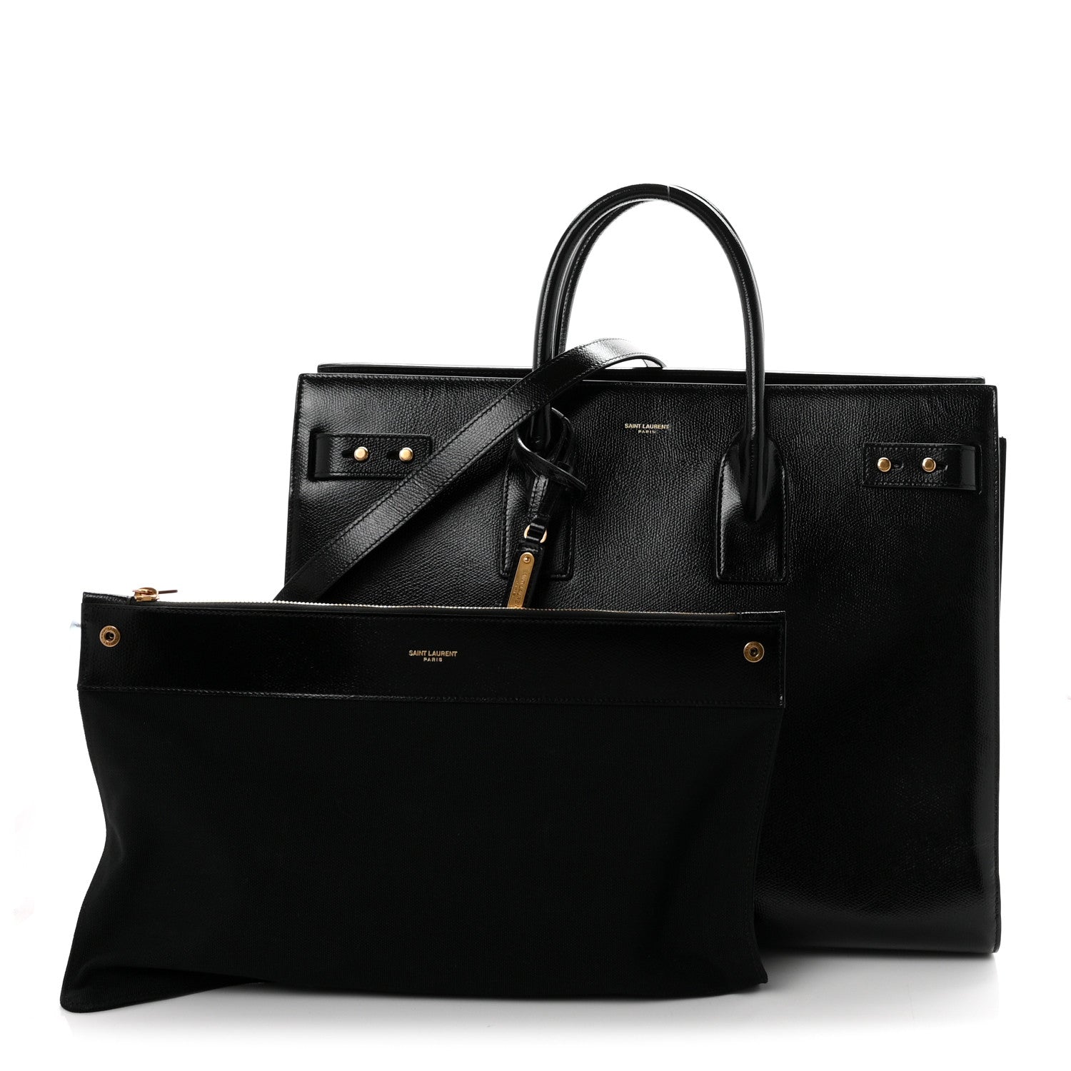 Saint Laurent Patent Grain De Poudre Large Souple Sac De Jour Black 3 of 11