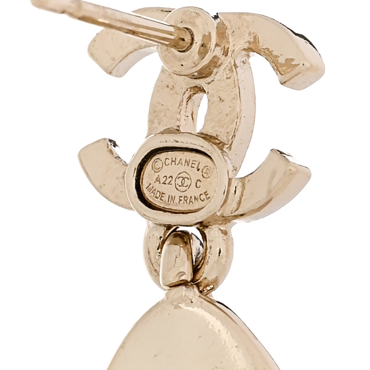 Chanel Crystal CC Tear Drop Earrings Gold 4 of 5