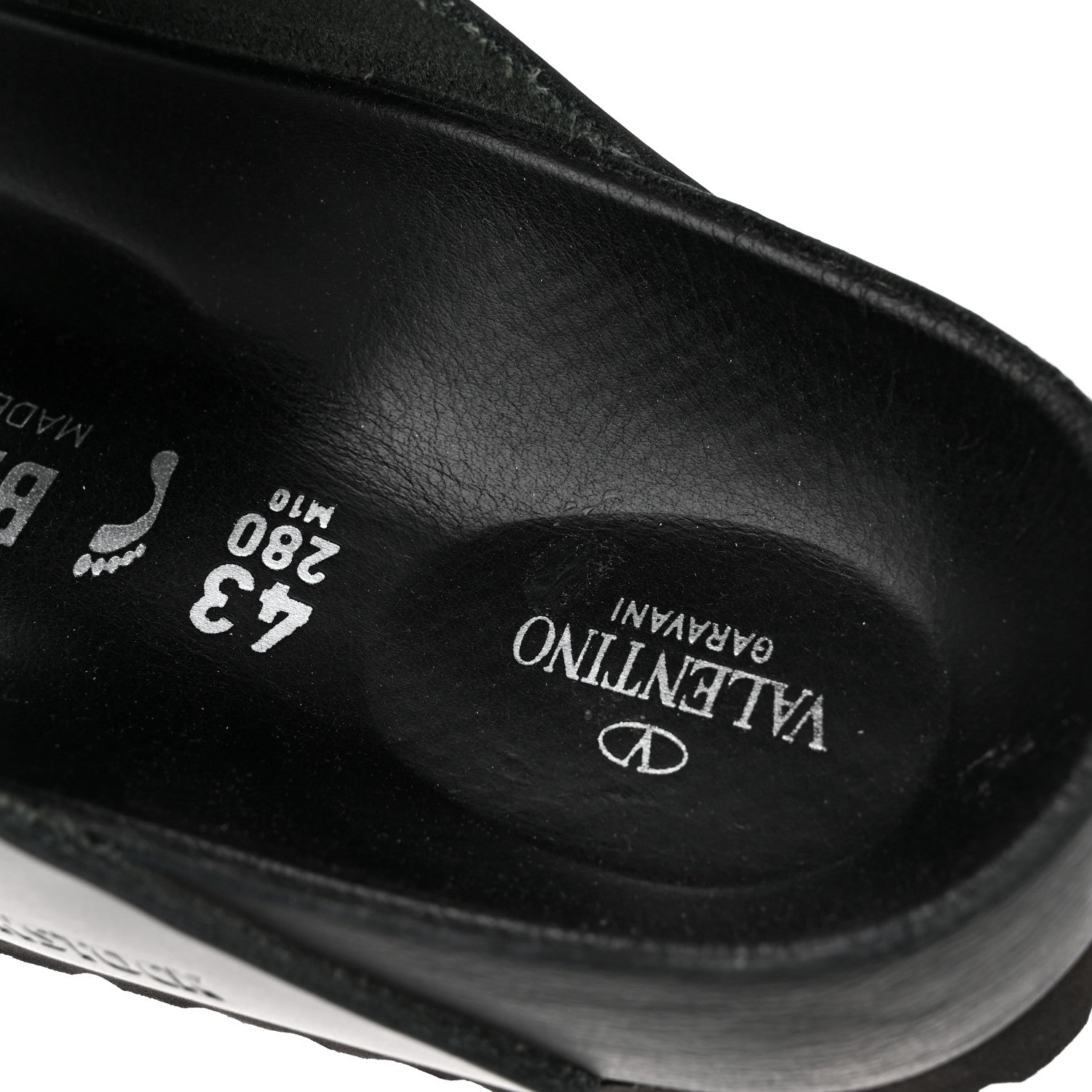 Valentino Garavani Calfskin VLTN Birkenstock Slide Sandals 43 Black 8 of 11