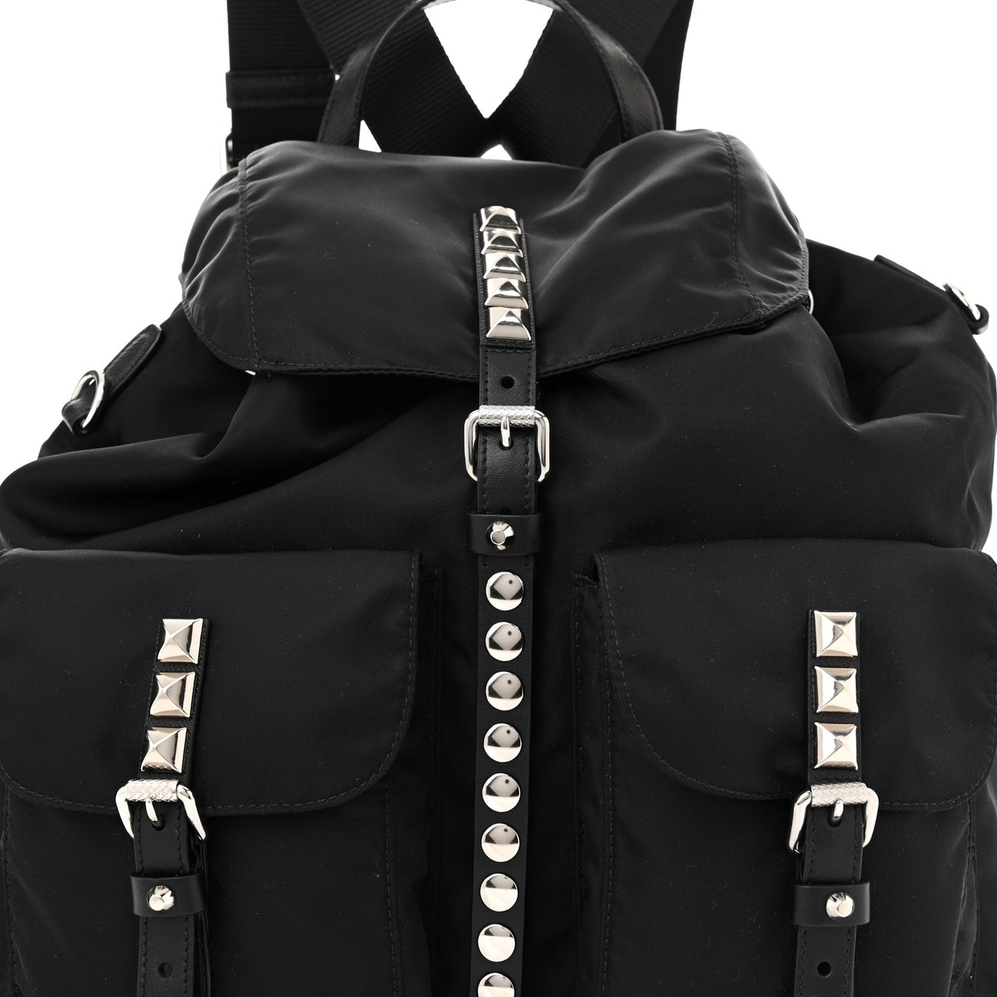 Nylon New Vela Studded Backpack Black