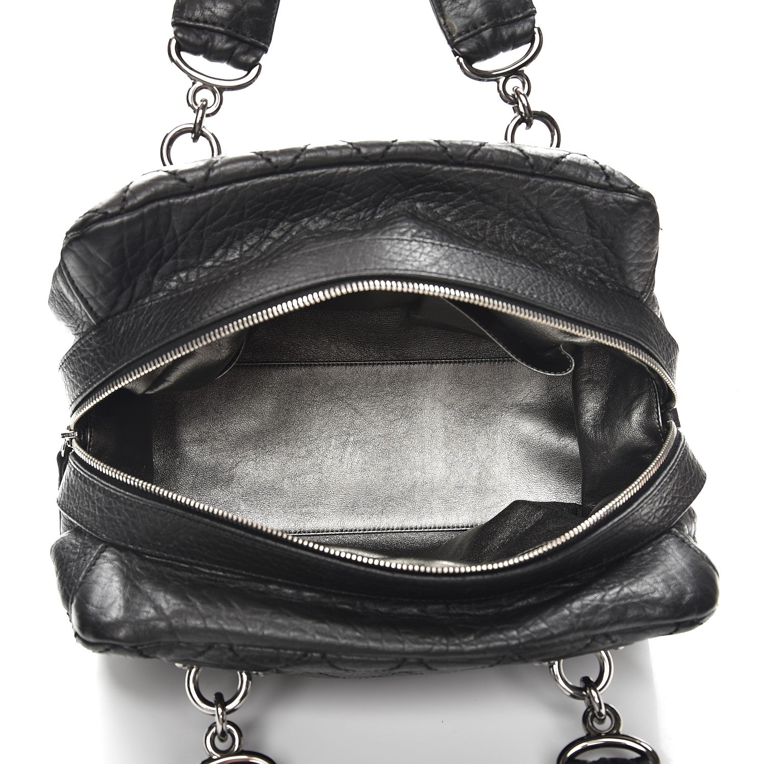 Chanel Distressed Lambskin Quilted Small Le Marais Tote Black 5 of 9