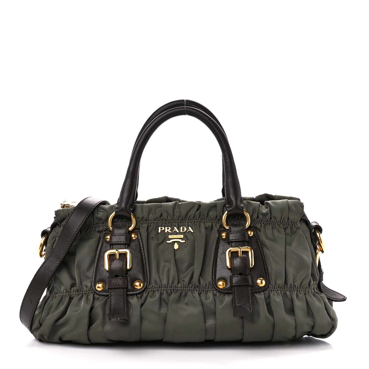 Prada Tessuto Nylon Gaufre Shopping Satchel Fumo 1 of 11
