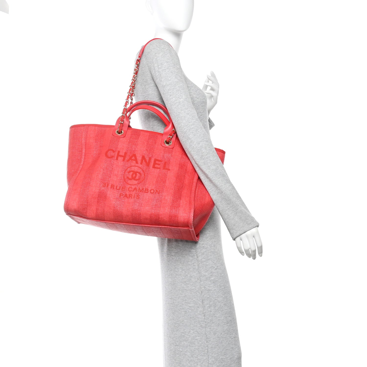 Chanel Mixed Fibers Striped Medium Deauville Tote Red 2 of 11