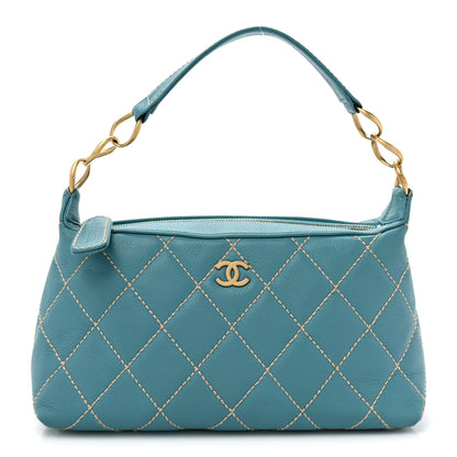 Chanel Calfskin Wild Stitch Surpique Hobo Blue 1 of 16