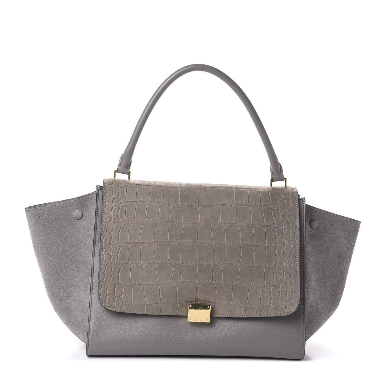 Crocodile Embossed Nubuck Large Trapeze Grey