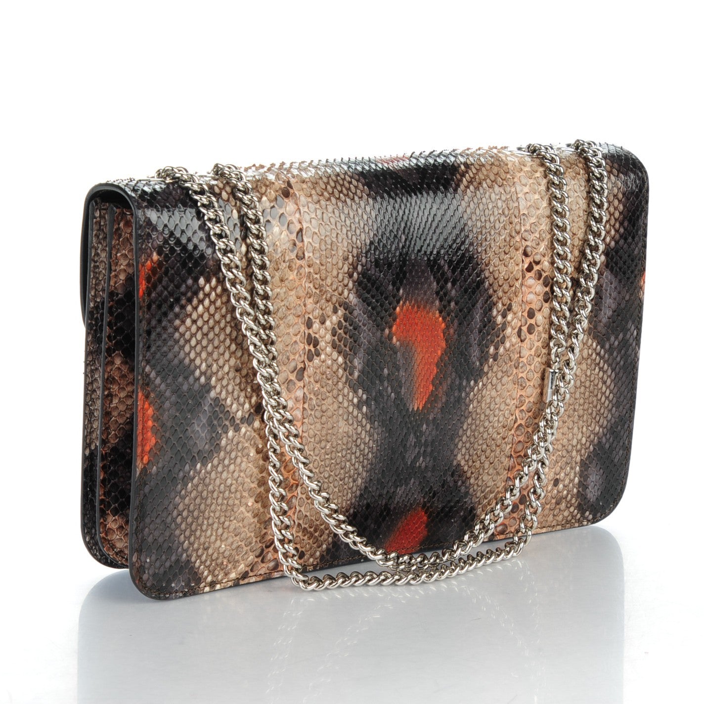 Python Medium Interlocking Shoulder Bag Grey Orange