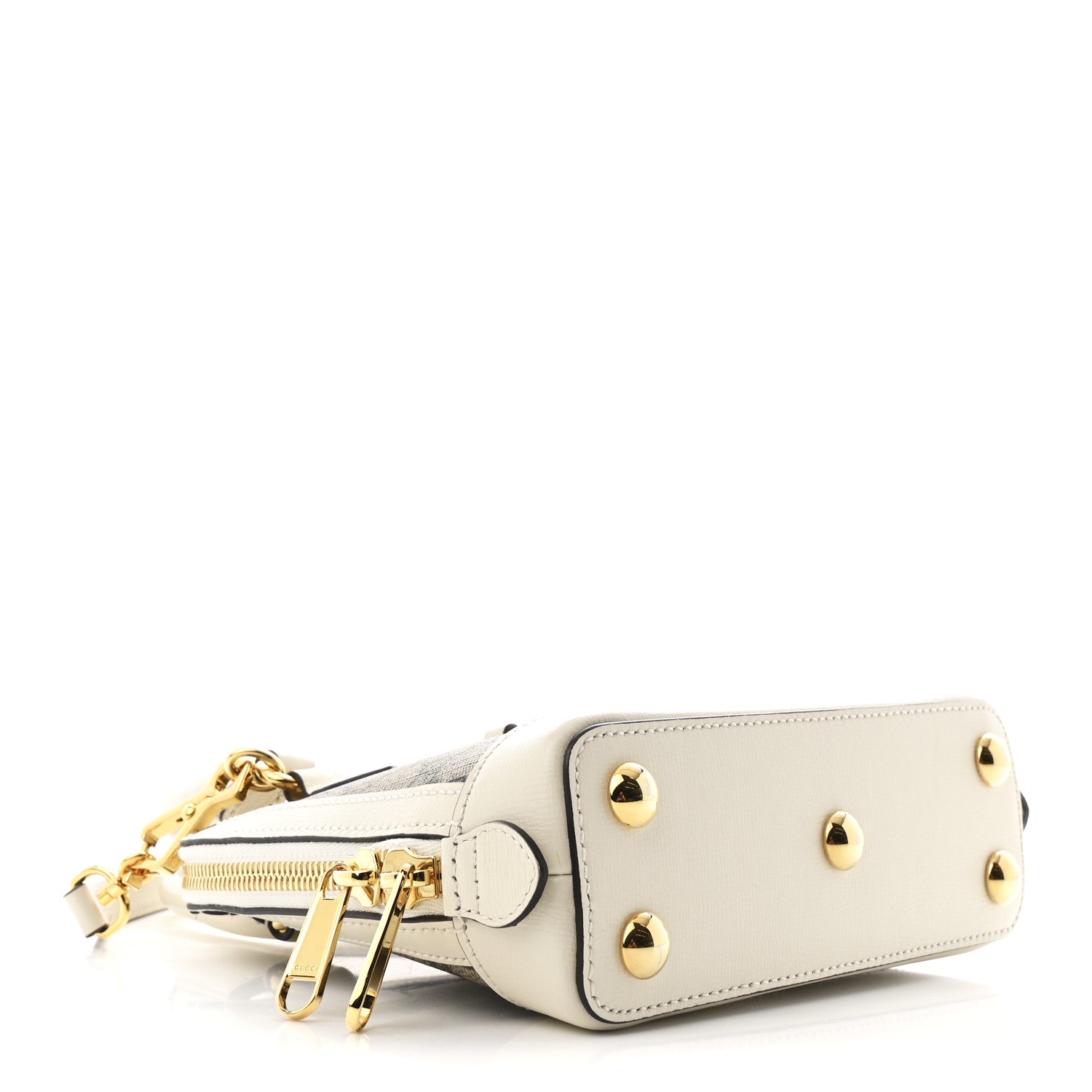 Gucci GG Supreme Monogram Azalea Calfskin Mini Horsebit 1955 Top Handle Bag Beige Ebony Mystic White 4 of 12