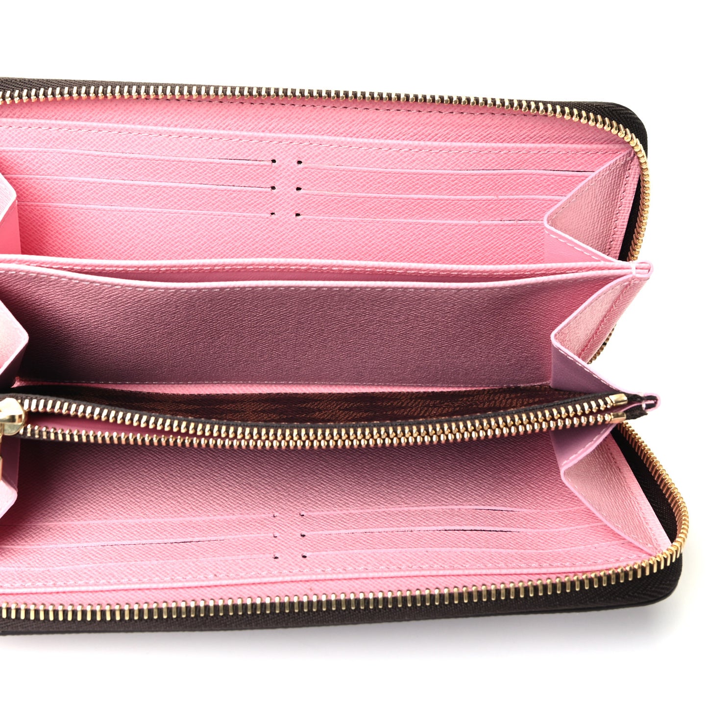 Damier Ebene Studded Zippy Wallet Rose Ballerine