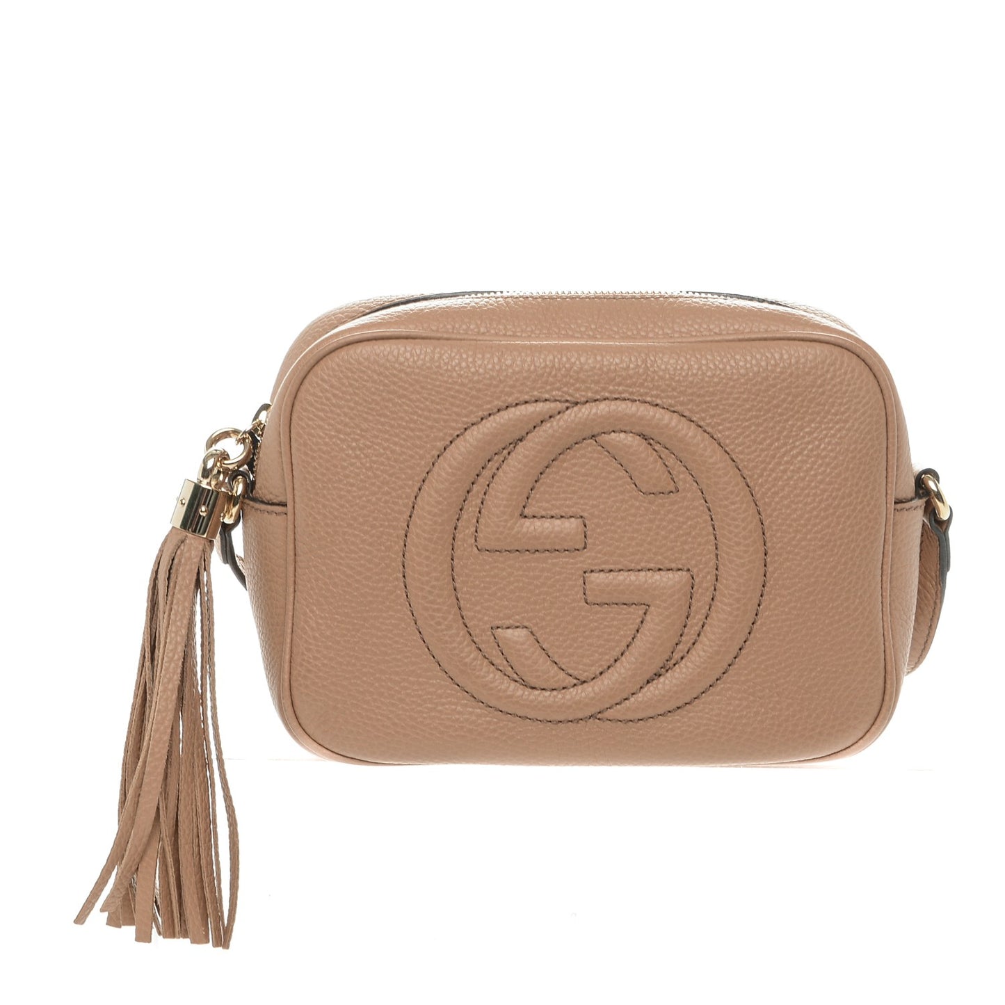 Pebbled Calfskin Small Soho Disco Bag Rose Beige