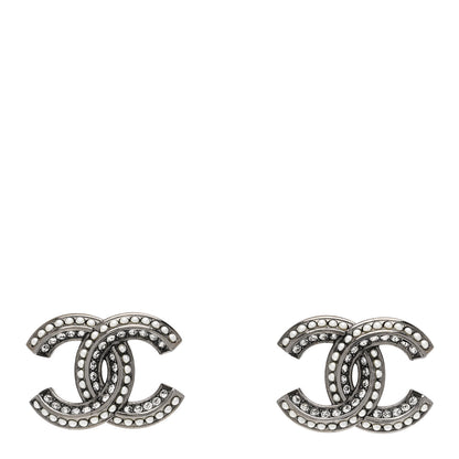 Chanel Crystal Pearl Chain Mania CC Earrings Gold 1 of 5