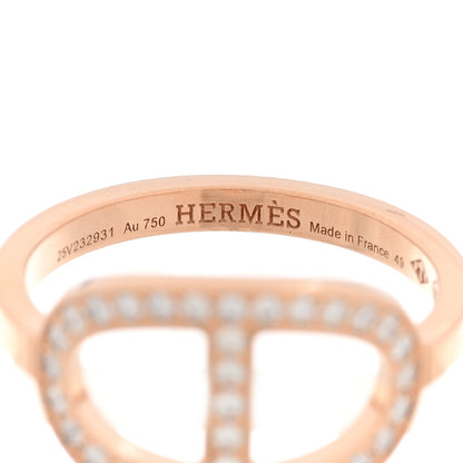 Hermes 18K Rose Gold Diamond MM Chaine d'Ancre Contour Ring 49 5 4 of 4
