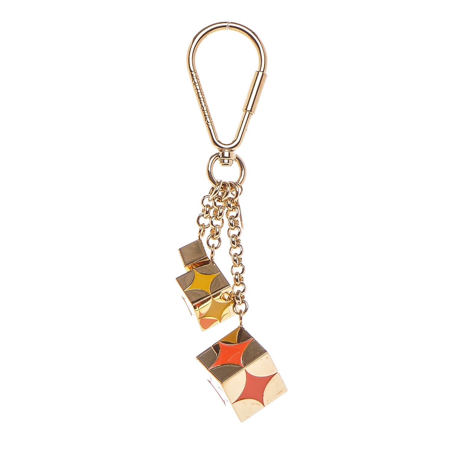 Louis Vuitton Damier Cubes Bag Charm Key Holder Gold 1 of 4