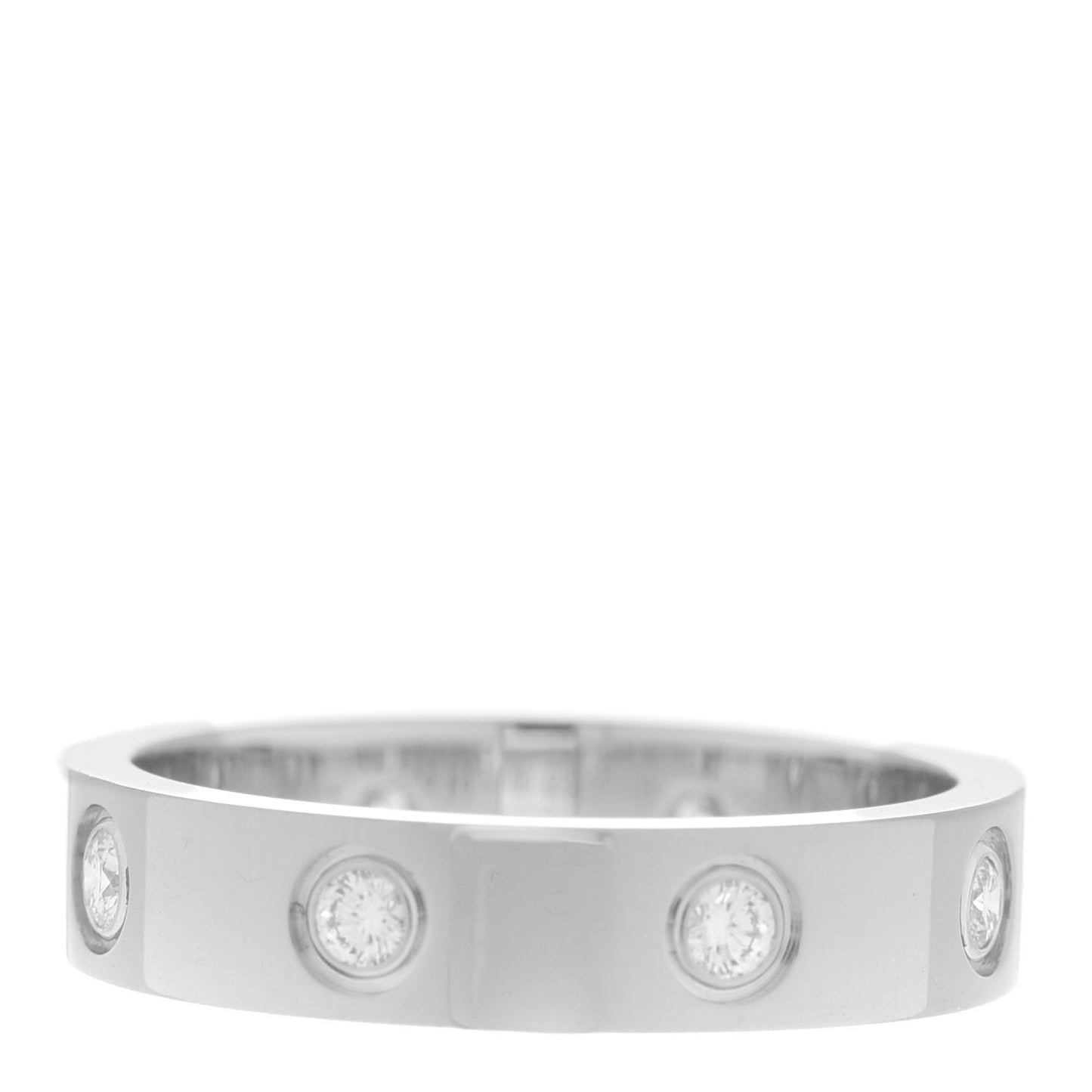 18K White Gold 8 Diamond 4mm LOVE Wedding Band Ring 50 5.25