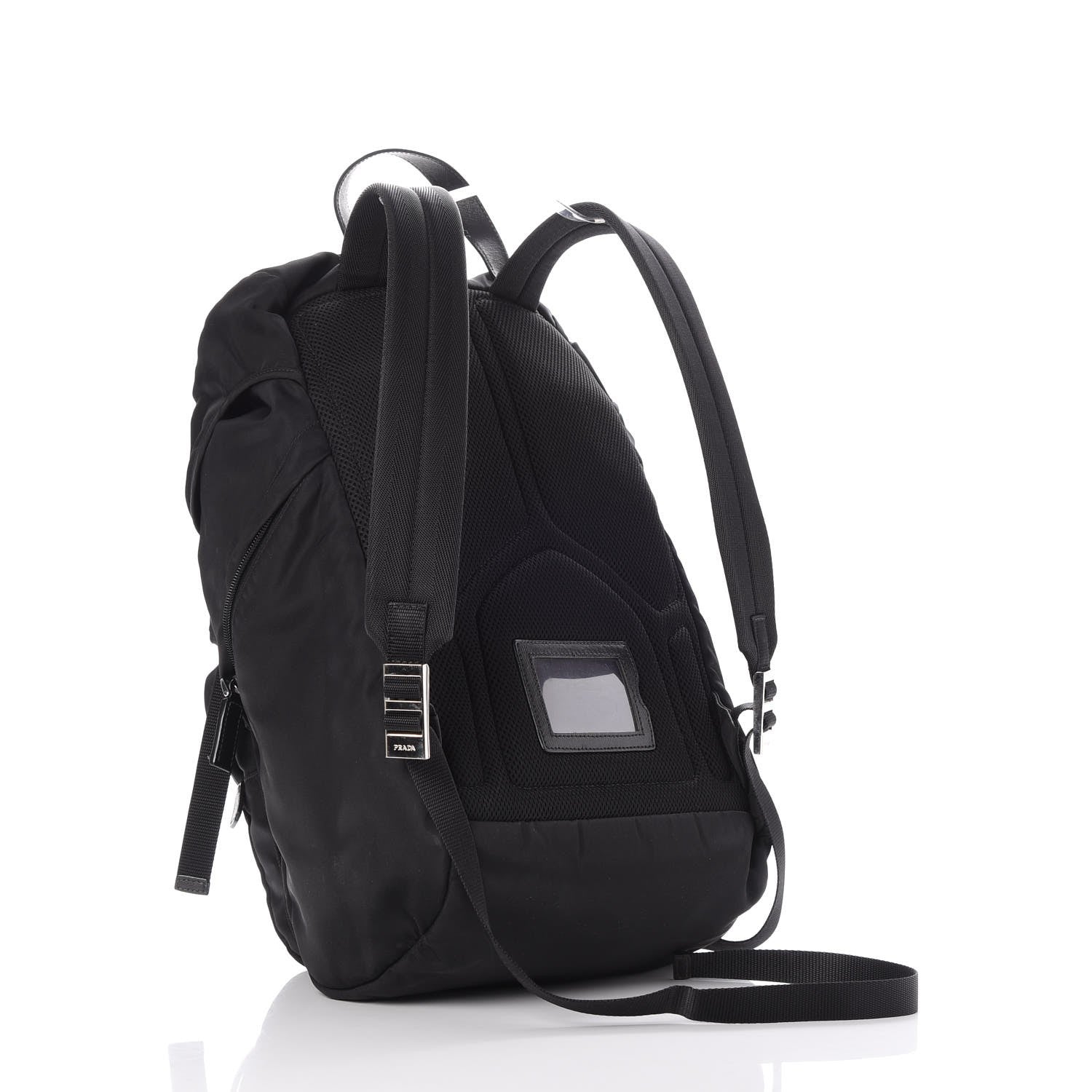 Prada Tessuto Nylon Double Buckle Backpack Black 3 of 9