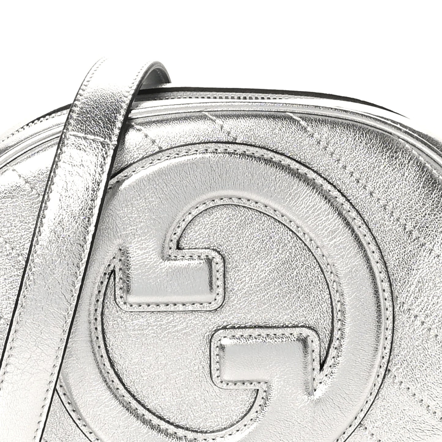 Metallic Sakai Be Green Calfskin Diagonal Stitched Mini Blondie Shoulder Bag Silver