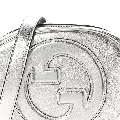 Gucci Metallic Sakai Be Green Calfskin Diagonal Stitched Mini Blondie Shoulder Bag Silver 8 of 10