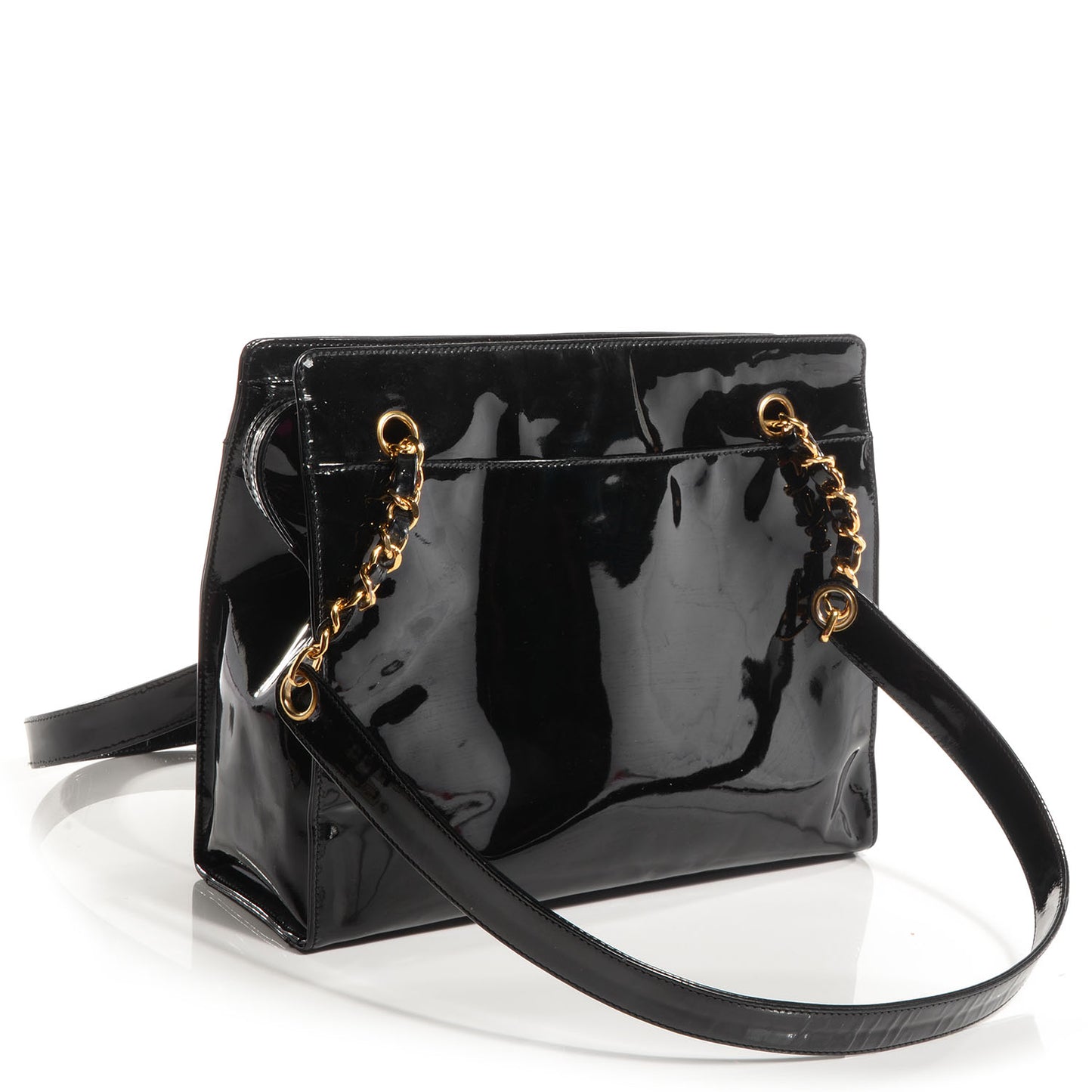 Patent CC Shoulder Bag Black