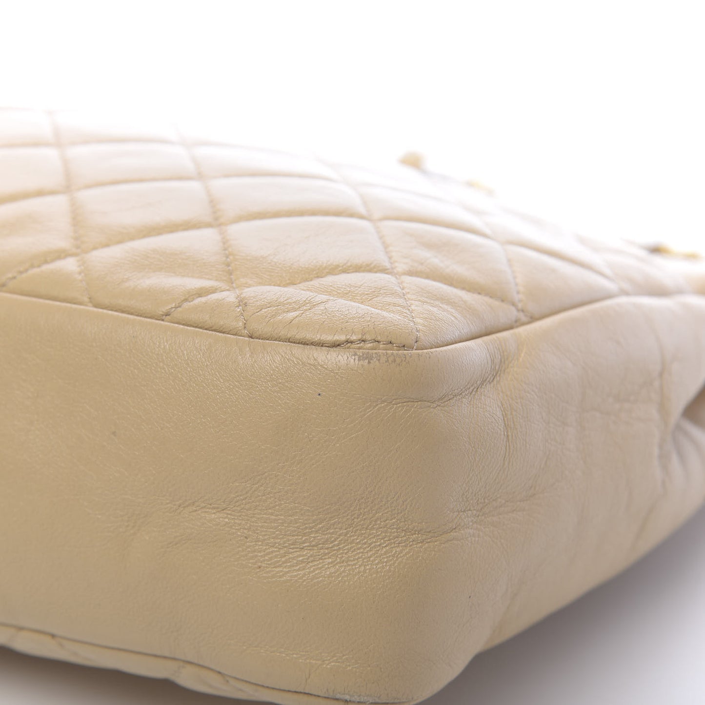 Lambskin Quilted Jumbo Single Flap Beige