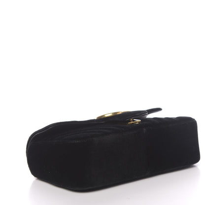 Gucci Velvet Matelasse Mini GG Marmont Shoulder Bag Black 4 of 10